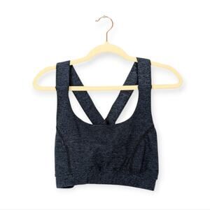 Interval Sports Bra XL Blue Heather Criss Cross Back Athletic Yoga Gym